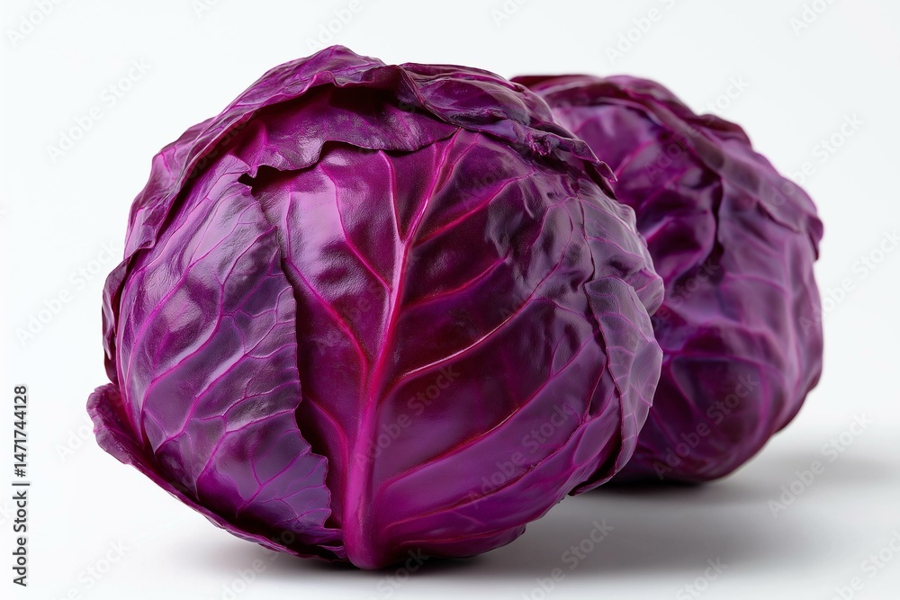 Close-up of fresh, vibrant purple cabbage showcasing intricate leaf patterns and rich color, perfect for healthy dishes. Close-up of fresh, vibrant purple cabbage showcasing intricate leaf patterns and rich color, perfect for healthy dishes.
