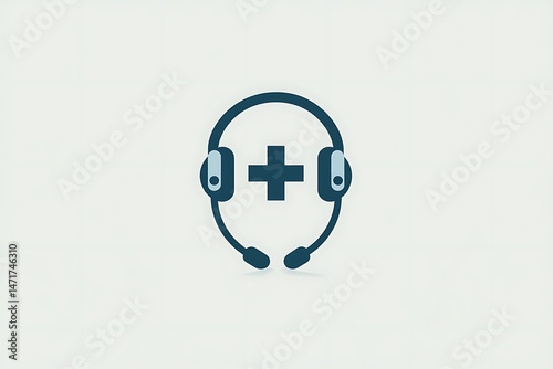 Clean and Sleek Logo for Telemedicine with a Headset and Cross