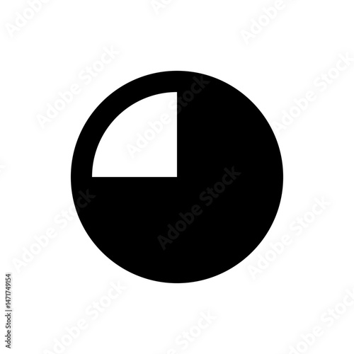 Illustration of a simple black circle with a white highlight effect on the upper left portion of the shape