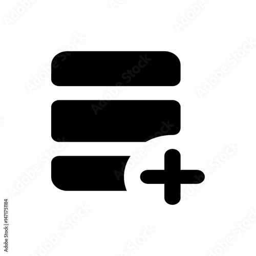 Three horizontal rounded rectangles stacked with a plus sign overlaying the bottom rectangle exactly 100 chars