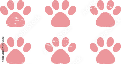 肉球のハンコ・スタンプ　犬　猫　ピンク　Dog and cat paw print.