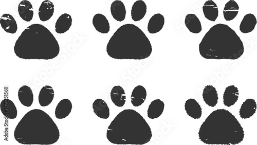肉球のハンコ・スタンプ　犬　猫　黒　Dog and cat paw print.