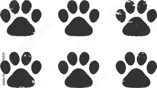 肉球のハンコ・スタンプ　犬　猫　黒　Dog and cat paw print.