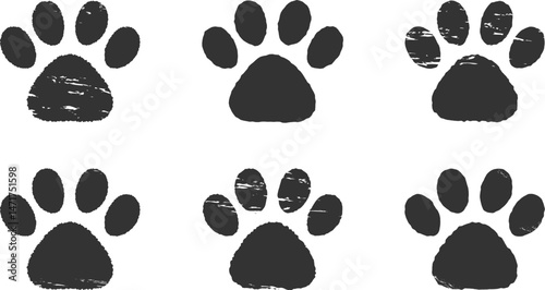 肉球のハンコ・スタンプ　犬　猫　黒　Dog and cat paw print.