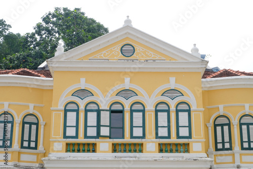 Canvas Print A vibrant yellow color British colonial era grand mansion near Merdeka Square in Kuala Lumpur, Malaysia