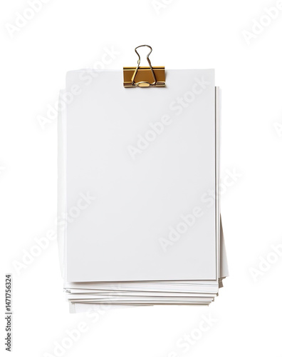 Stack of papers, gold clip