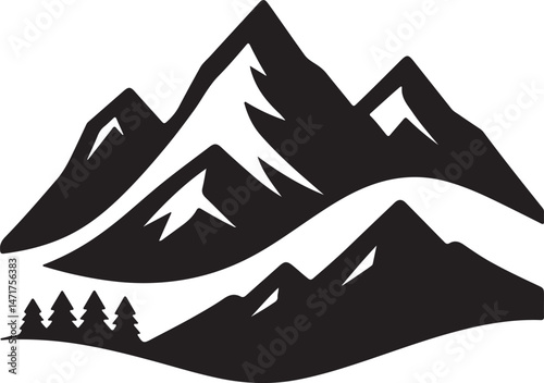 Majestic Mountain Silhouette Vector Illustration Dramatic Peaks and Valley Design