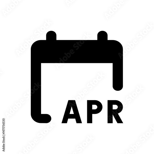 April calendar icon displaying the month of april in a simple black and white graphic representation style