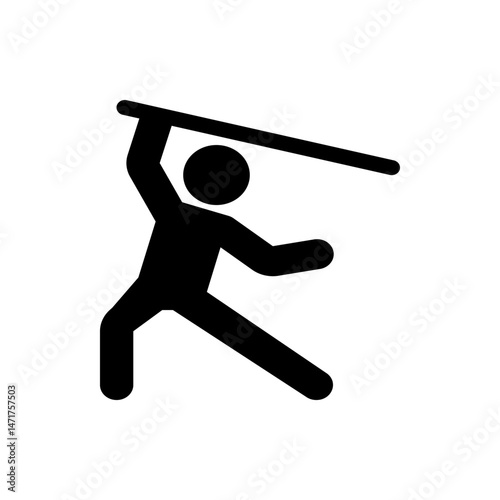 Silhouette of a stick figure holding a horizontal bar above its head in a dynamic action pose illustration