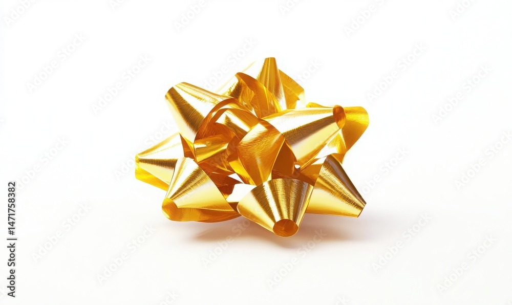 Golden Gift Bow Isolated on White Background Perfect for Holiday Designs and Celebrations Golden Gift Bow Isolated on White Background Perfect for Holiday Designs and Celebrations