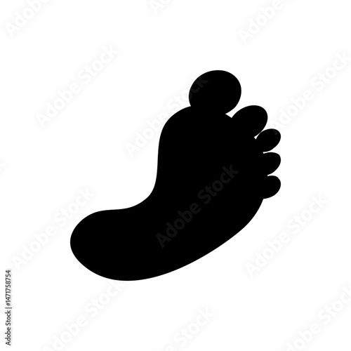 Silhouette of a human foot with toes visible on a white background in a simple graphic style design