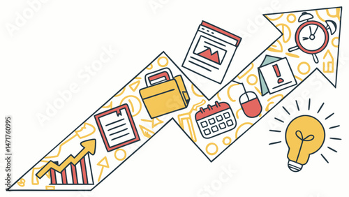 Businessman Running Up Arrow Illustrating Success and Motivation