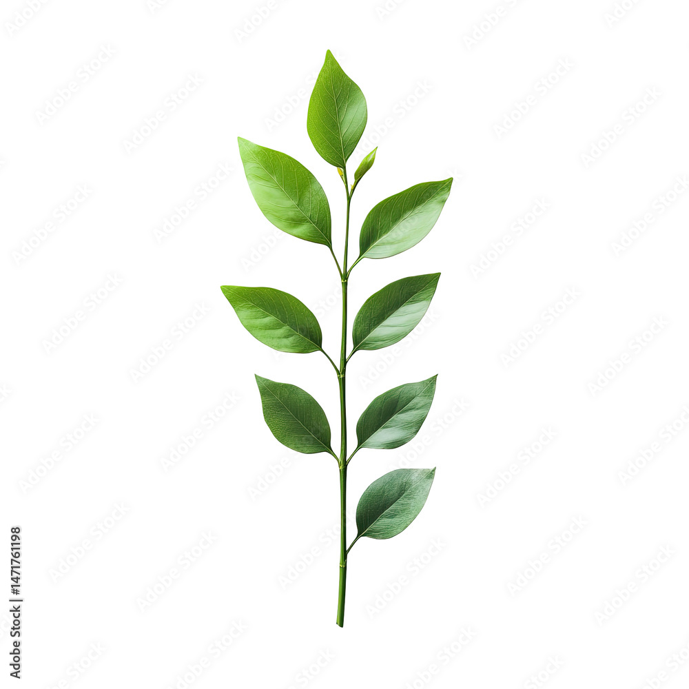 Fototapeta premium Green stem with leaves
