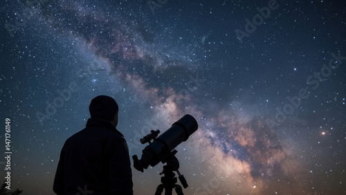 Stargazer observing Milky Way