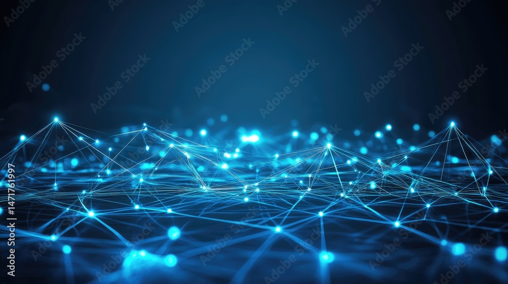 Obraz premium Abstract digital network. A complex network of interconnected nodes and lines