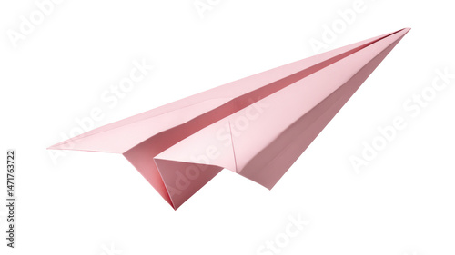 Wallpaper Mural Sharply folded pastel pink paper airplane with crisp edges on transparent background

 Torontodigital.ca