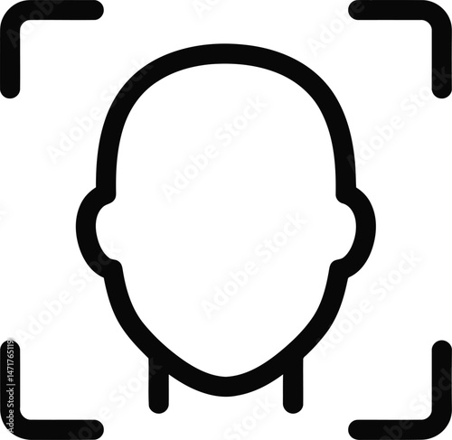 Digital Identification: A sleek graphic representing the core concept of facial recognition and digital identity, using a minimalist and clean line-art style.