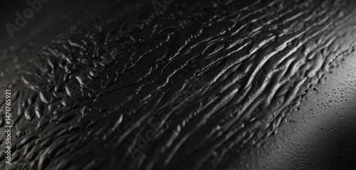 Intricate grain, glossy black leather, luxurious feel, contrast, elegant, dark