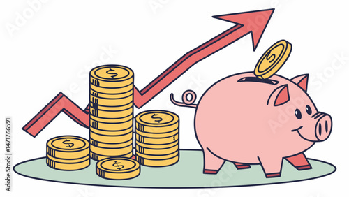 piggy bank and goldPiggy Bank with Gold Coins – Vector Illustration

 coins