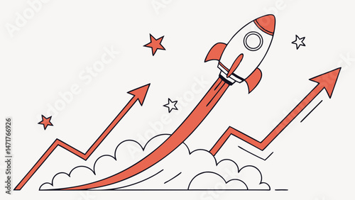 Red Arrow Graph Showing Growth – Vector Illustration


