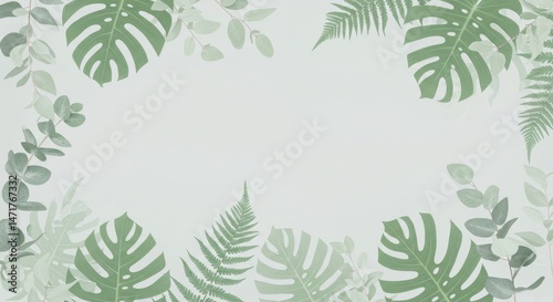 Muted green foliage frame on a light background.