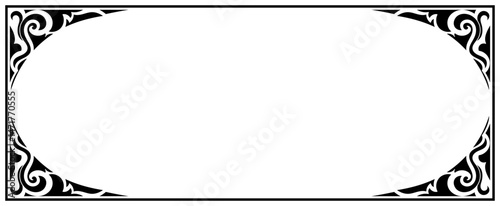 Horizontal frame, vintage Thai pattern, black abstract border
