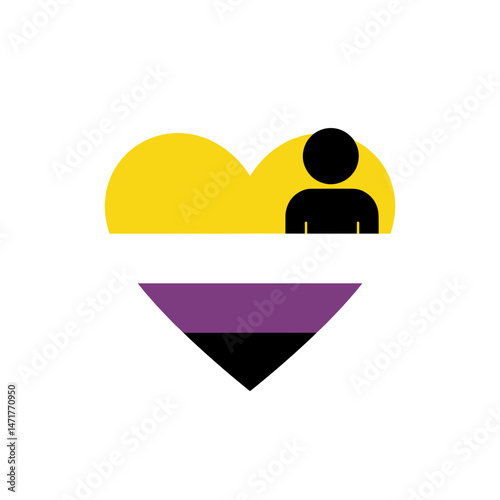Non-binary flag icon, Pride icon symbolizing love and inclusivity in vibrant colors  