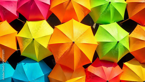 Vibrant Colorful Umbrellas Artistic Canopy Installation