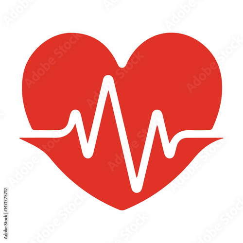 Red Heart with Digital Signal Icon SVG – Tech Heartbeat Logo Vector Design for Health, Medical, Love, Monitoring, and Digital Branding