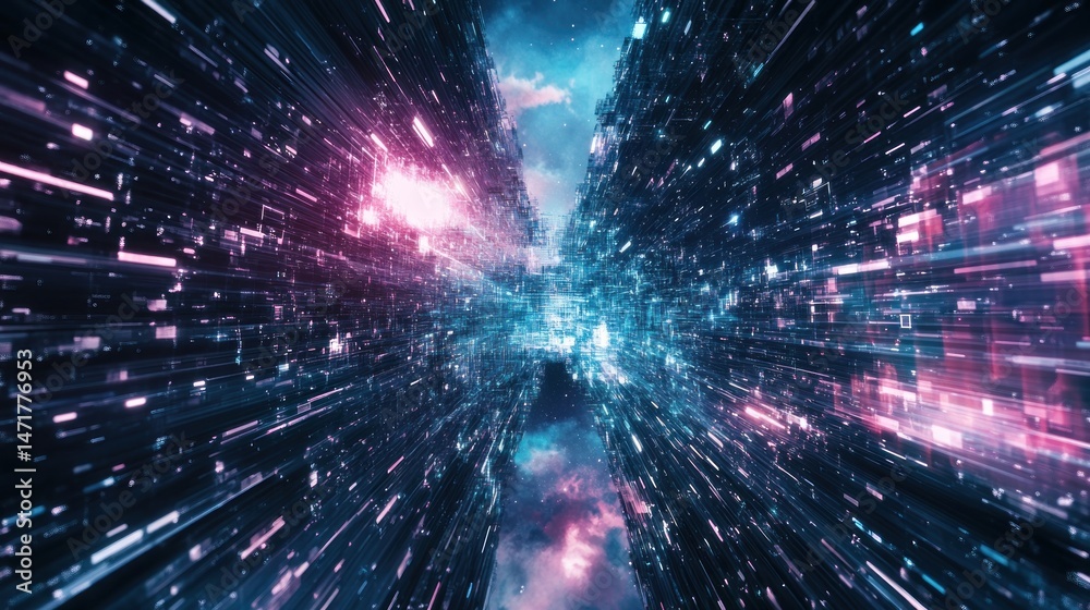 Fototapeta premium Abstract digital tunnel