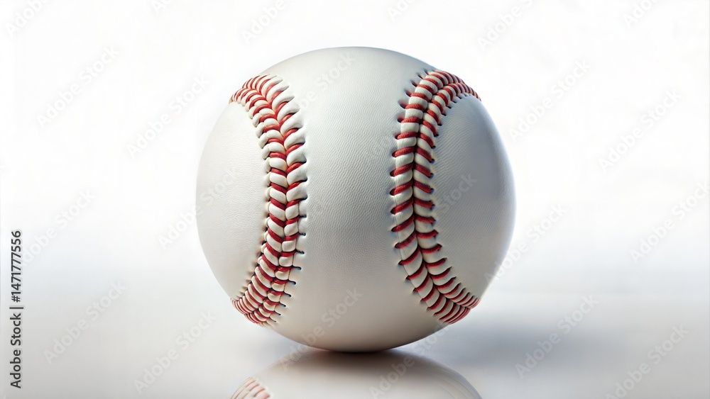 Baseball with seams showing on white background Baseball with seams showing on white background