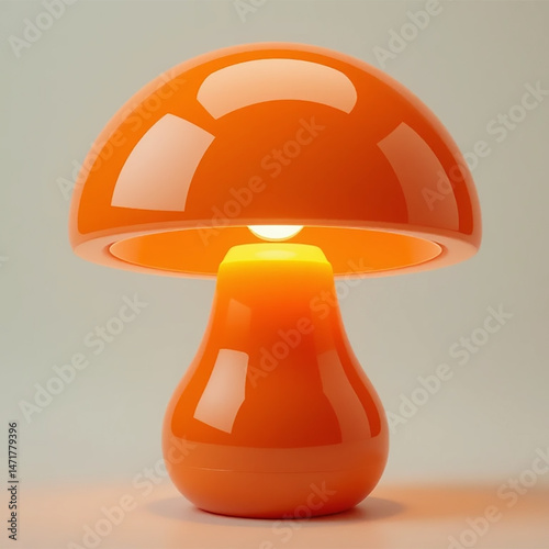 Modern Orange Mushroom Shape Table Lamp with Warm Light