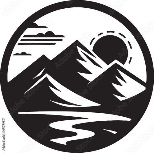 Majestic Mountain Silhouette Detailed Vector Graphic for Design Projects