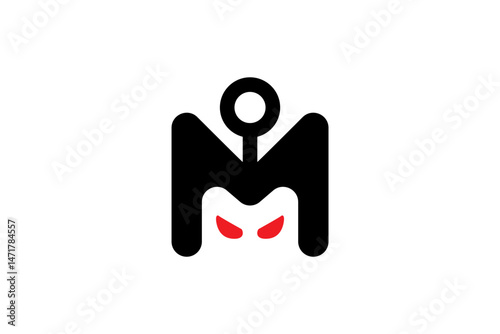 M Alien Logo, Alien Logo, Robot Logo