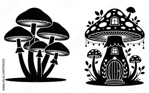 Mushroom vector design, vector illustration,  Mushroom design, silhouette style.
