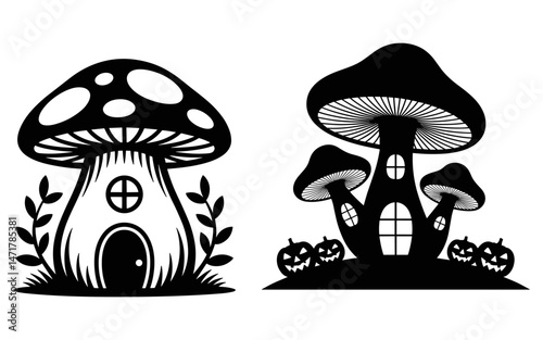 Mushroom vector design, vector illustration,  Mushroom design, silhouette style.
