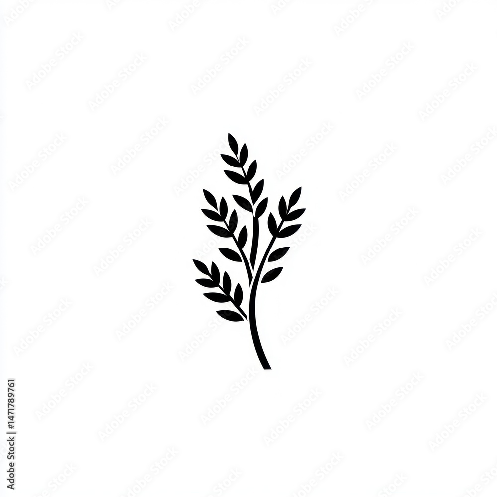 Fototapeta premium Simple wheat sprig illustration, white background, design element