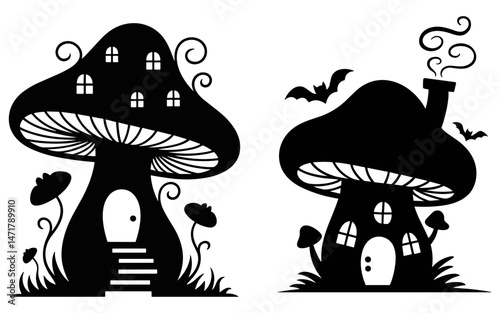 Mushroom vector design, vector illustration,  Mushroom design, silhouette style.
