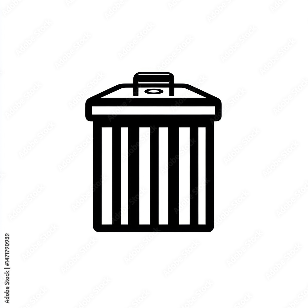 Trash can icon, white background, waste disposal Trash can icon, white background, waste disposal