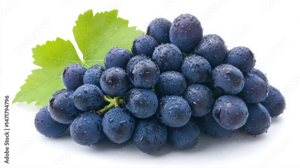 Fototapeta premium Closeup of Fresh Purple Grapes with Dew Drops