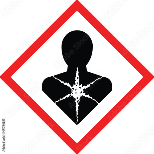 Health Hazard Warning Icon,GHS Safety Symbol PNG & Vector Illustration for Toxic and Harmful Substances