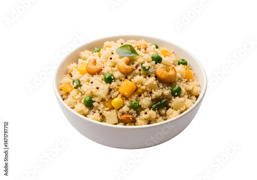 Delicious Upma Recipe Indian Breakfast Dish with Shrimp  Vegetables on Transparent background