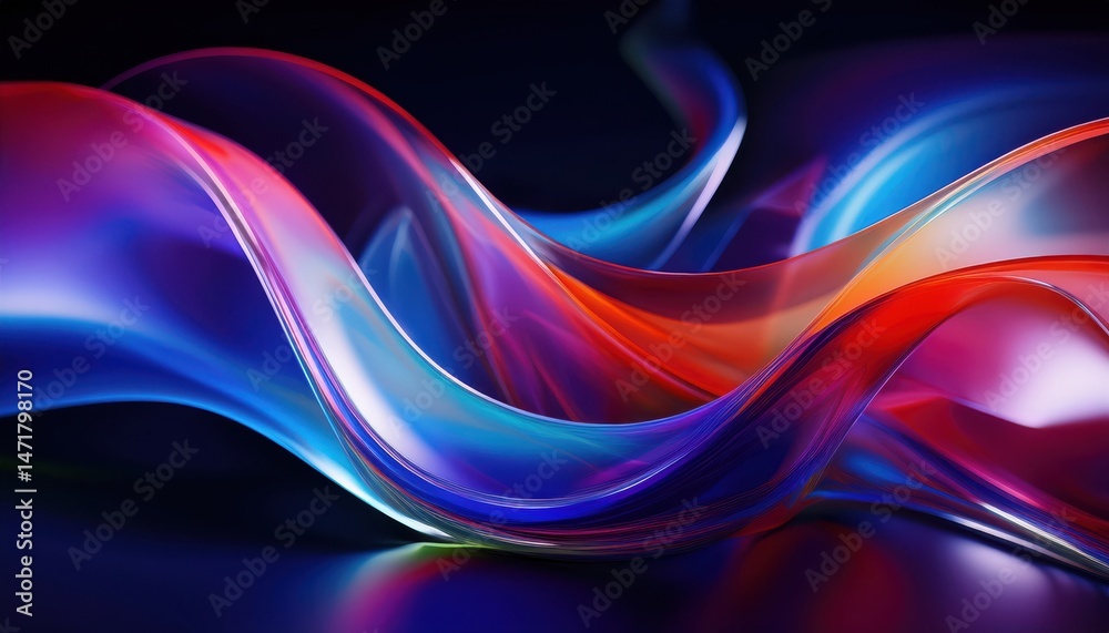 Fototapeta premium vibrant abstract ribbon waves in neon light for digital background, web design, branding, or modern print media