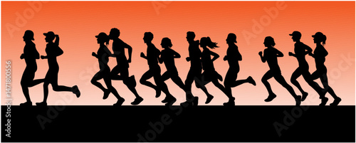Runners and joggers, Runner silhouette, Running man and woman silhouette