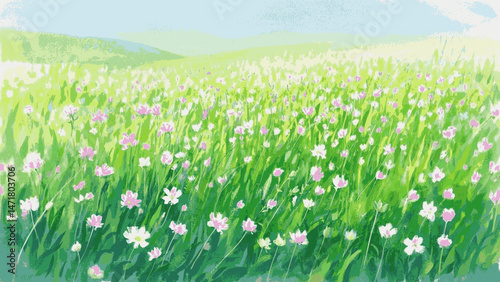 Dawn’s Delicate Canvas pastel meadow isolated watercolor vector illustration svg