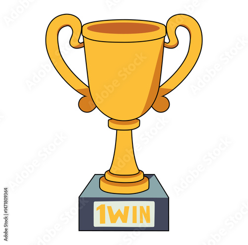 Cartoon Golden Trophy Digital Vectors Illustration 