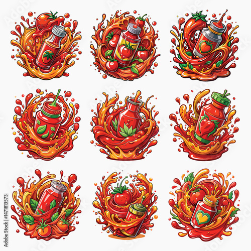 Juicy Tomato Burst Artwork – Creative Ketchup and Sauce Visual