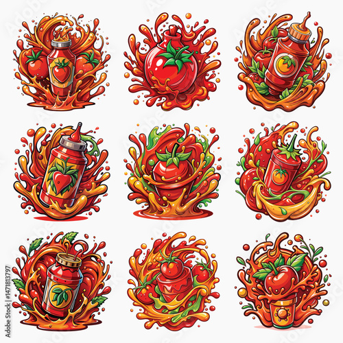 Tomato Sauce Blast Artwork – Expressive Ketchup and Tomato Design