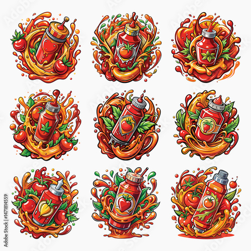Fresh Tomato and Ketchup Explosion – Artistic Food Splash Graphic