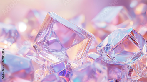 Pink crystal background, Diamond, Cubic 01